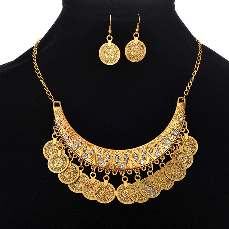 PPX 4 Pcs Wedding Women's Jewelry Sets Coins Antique Earrings Bracelet Necklace Set Family Friend Gift - Image 3